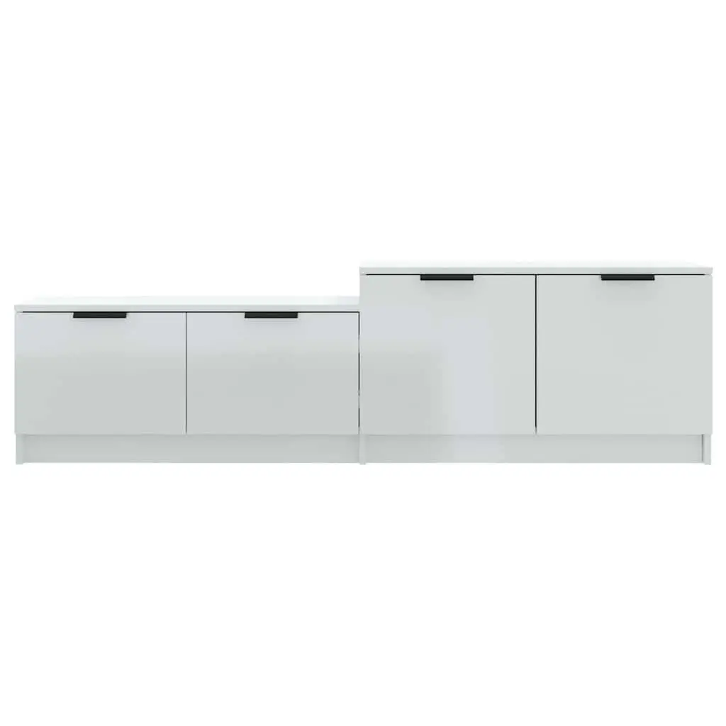 TV Cabinet White High Gloss Modern Storage Unit with Doors Compartments Media