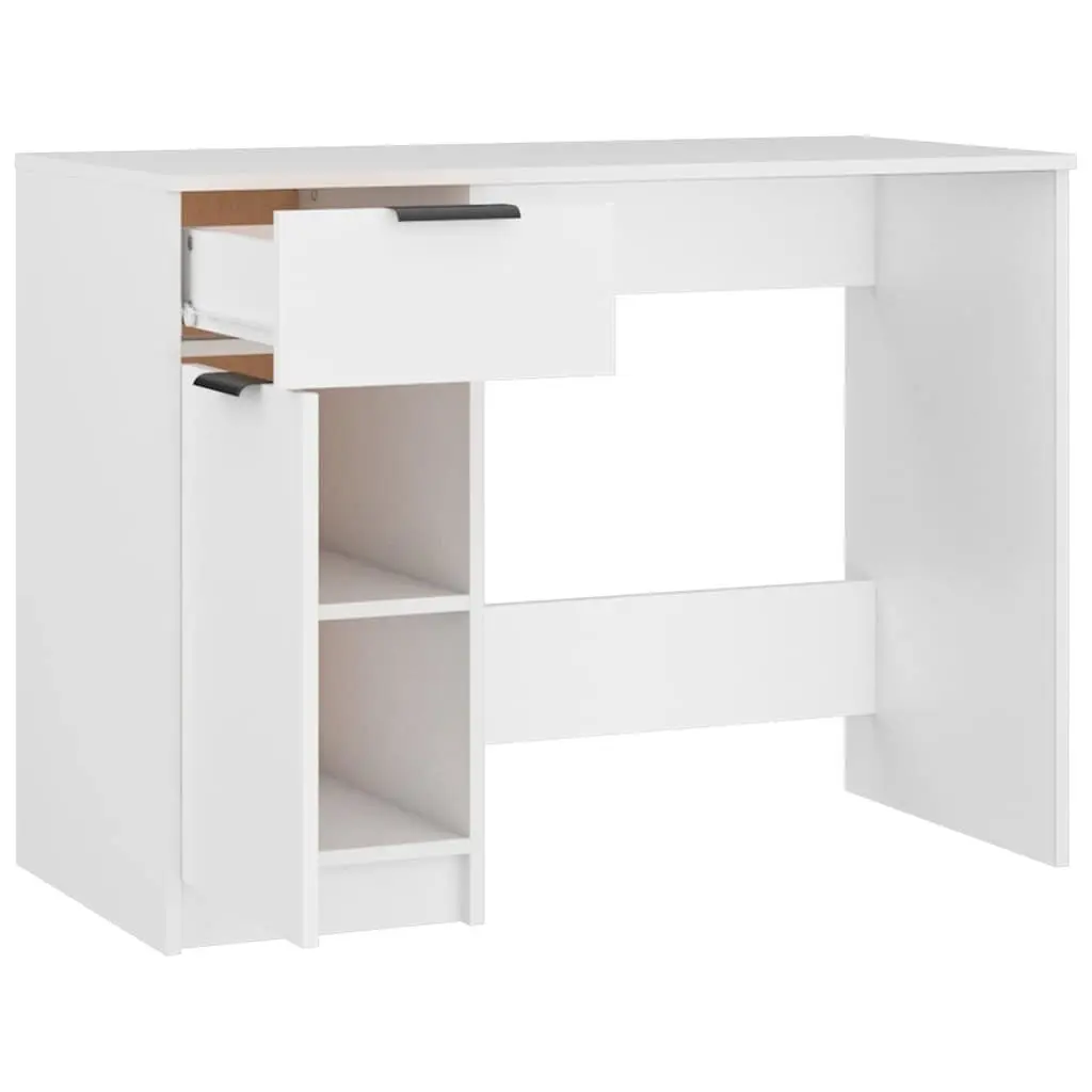 White Computer Desk 100x50x75cm Home Office Workstation Storage Drawers