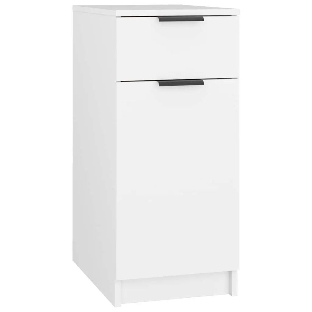 Desk Cabinet Engineered Wood 33.5 x 50 x 75 cm White Storage Unit with Drawer Compartments Home Office Furniture