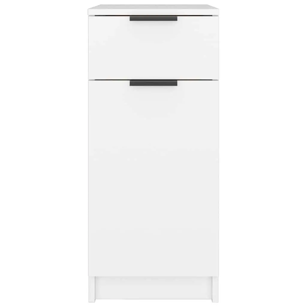 Desk Cabinet Engineered Wood 33.5 x 50 x 75 cm White Storage Unit with Drawer Compartments Home Office Furniture
