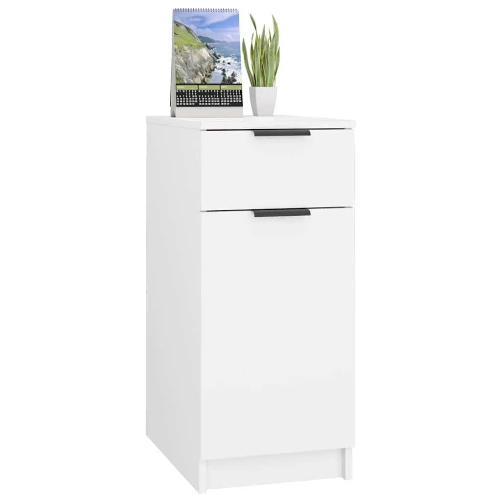 Desk Cabinet Engineered Wood 33.5 x 50 x 75 cm White Storage Unit with Drawer Compartments Home Office Furniture