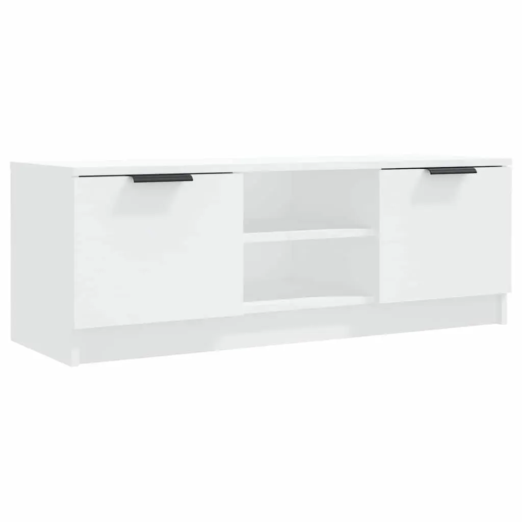 White Engineered Wood TV Cabinet with Open and Closed Compartments 102x35x36.5 cm Storage Unit for Living Room