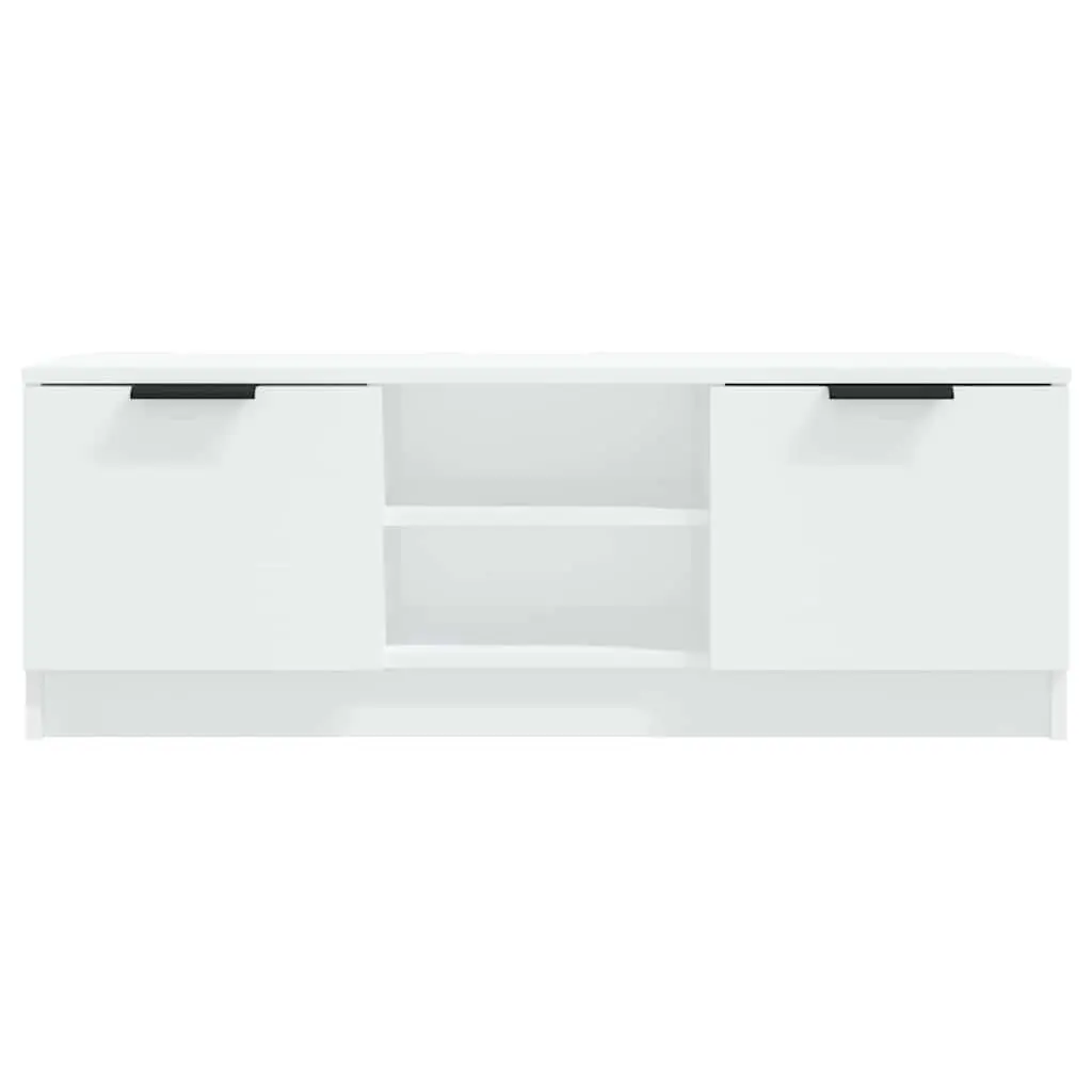White Engineered Wood TV Cabinet with Open and Closed Compartments 102x35x36.5 cm Storage Unit for Living Room