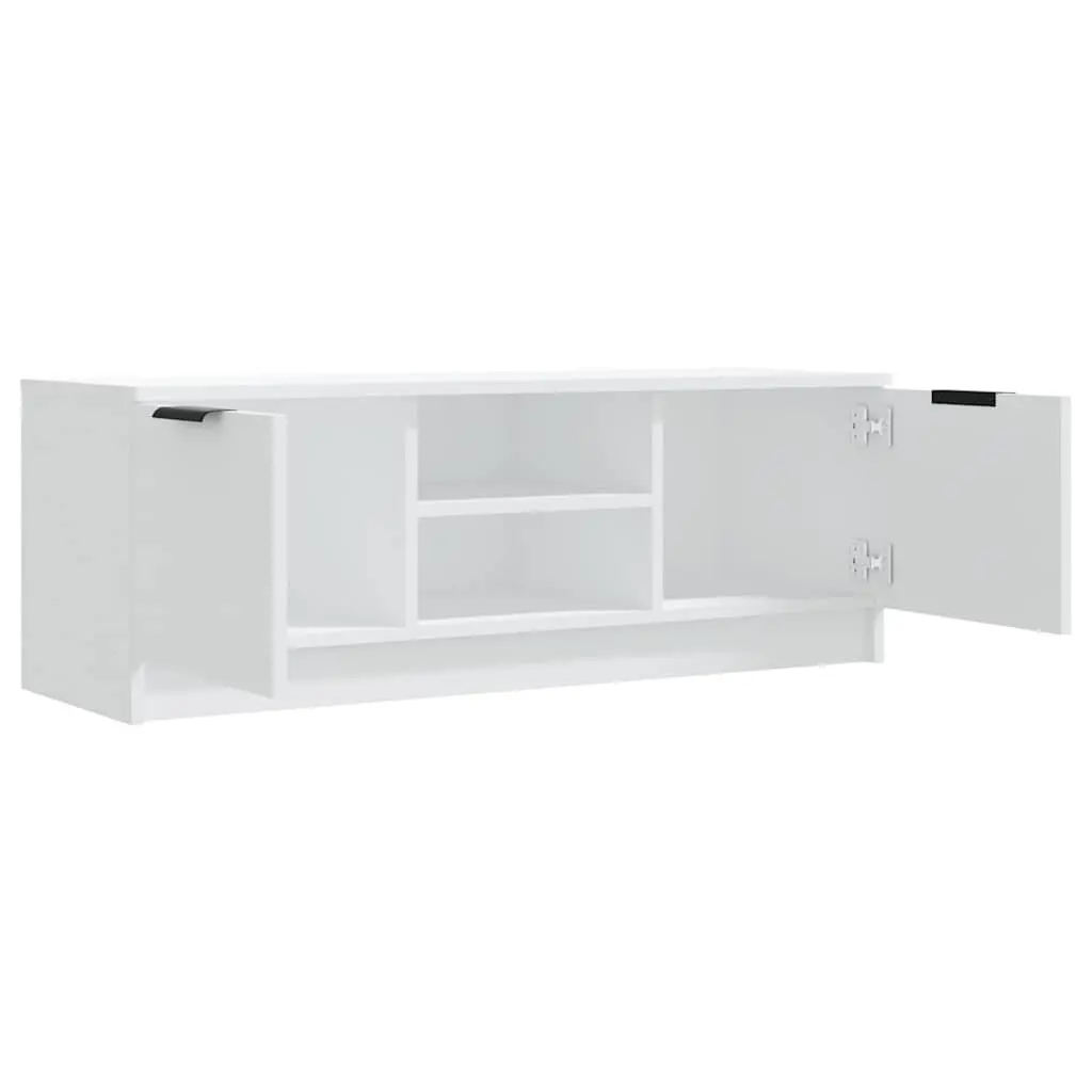 White Engineered Wood TV Cabinet with Open and Closed Compartments 102x35x36.5 cm Storage Unit for Living Room
