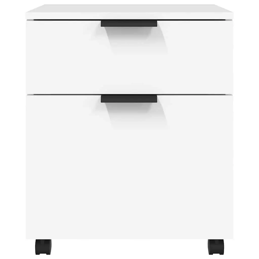 Mobile Filing Cabinet White Engineered Wood 45x38x54cm Organizer with Wheels
