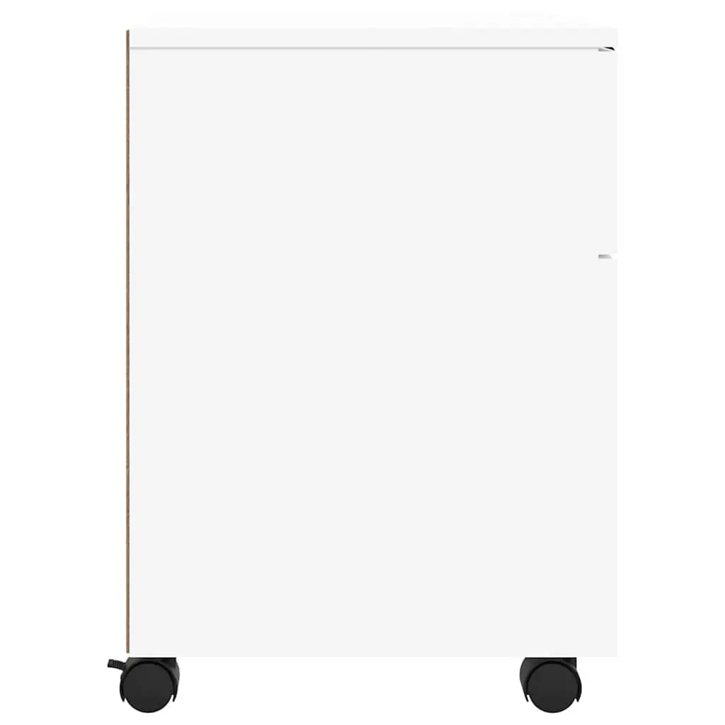 Mobile Filing Cabinet White Engineered Wood 45x38x54cm Organizer with Wheels