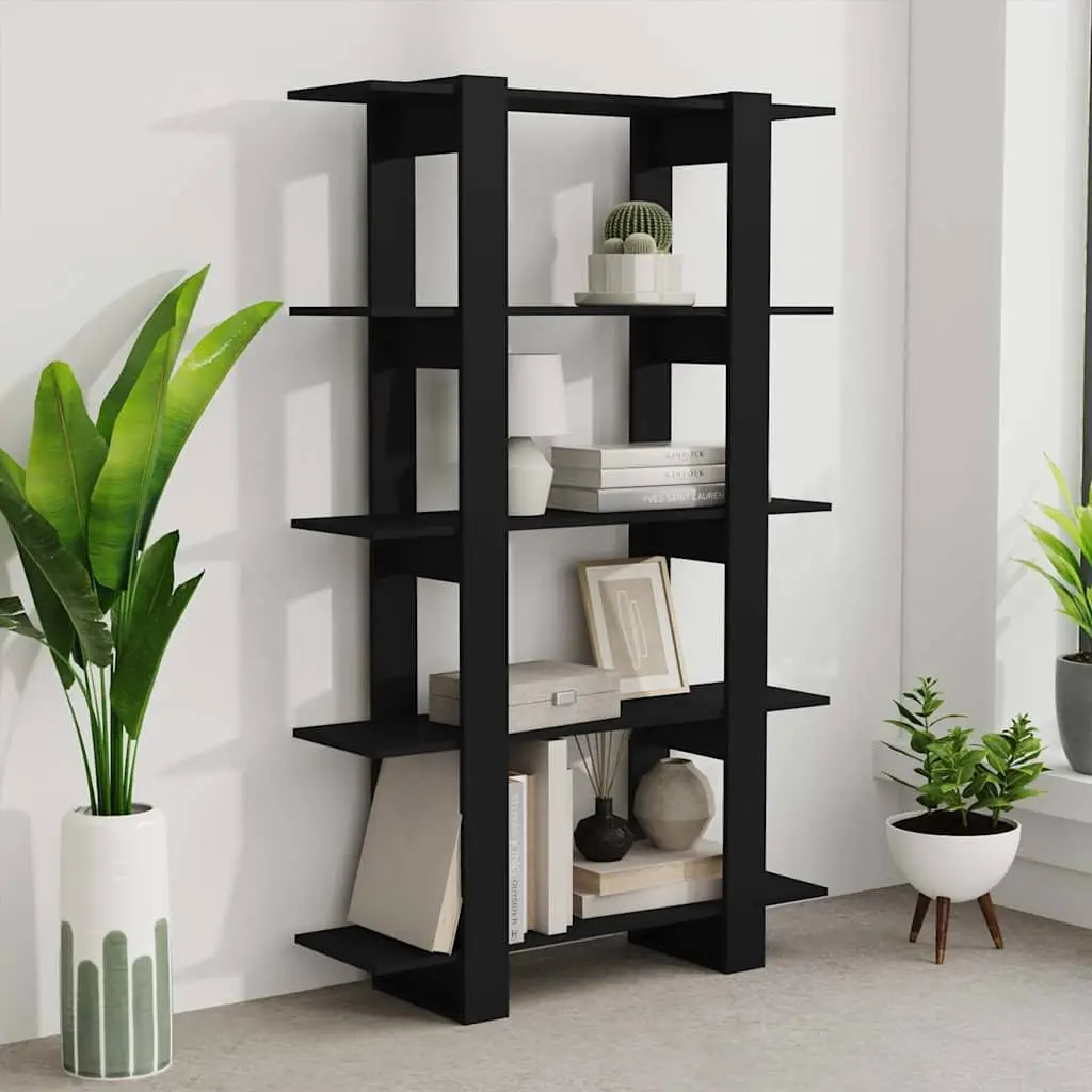 Book Cabinet Room Divider Storage Shelving Unit Black 100x30x160cm