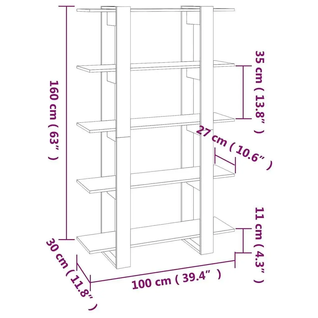 High Gloss White Book Cabinet Room Divider Bookshelf Storage 100x30x160cm