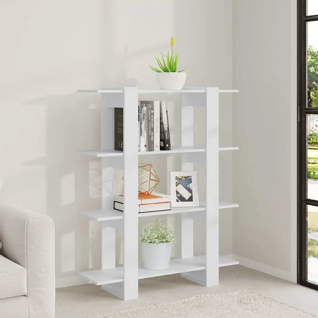 Room Divider Book Cabinet White Storage Shelving Display Stand 100W x 30D x 123.5H cm