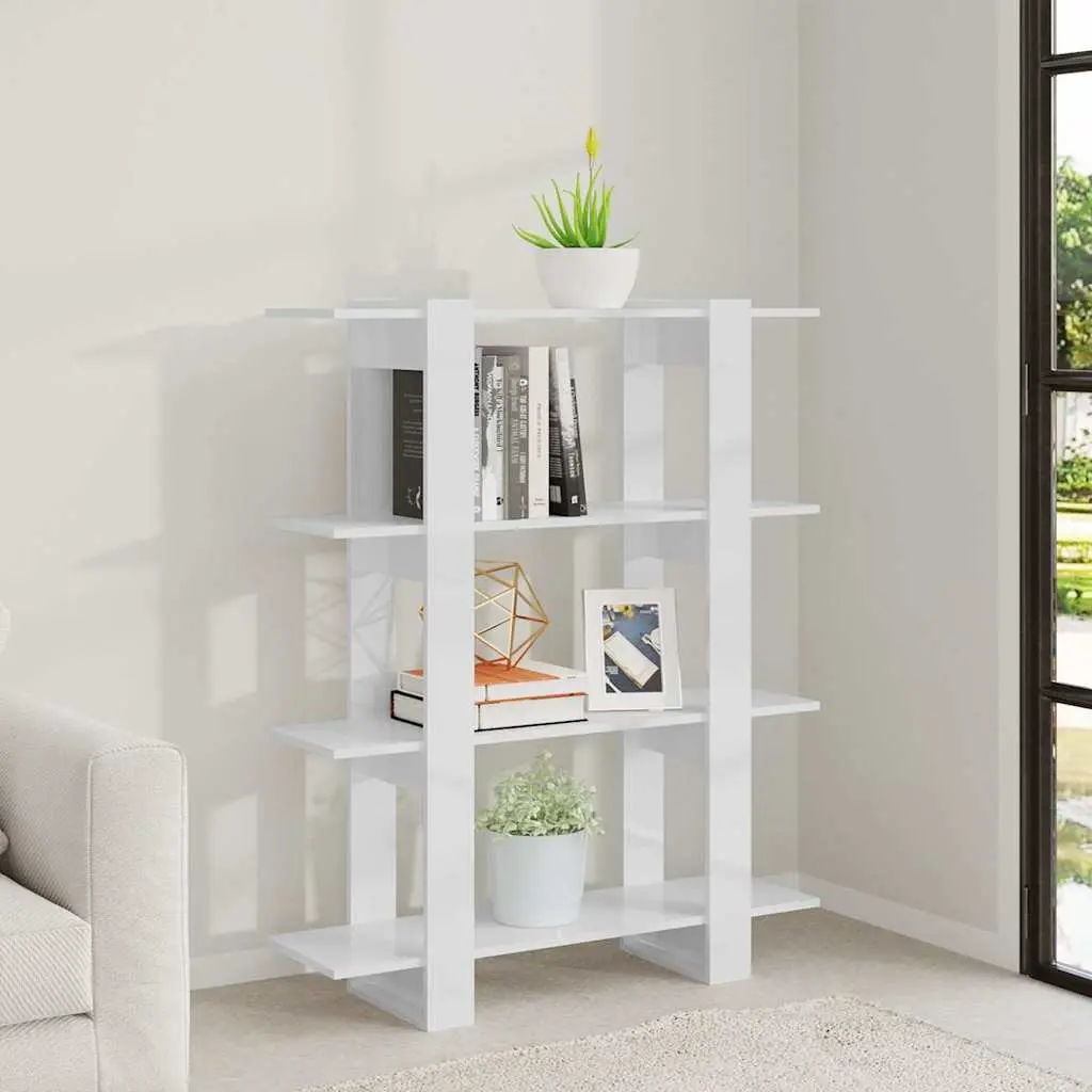Book Cabinet High Gloss White Storage Unit Room Divider 100x30x1235cm