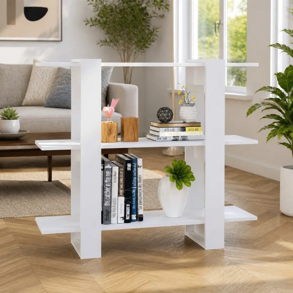 Book Cabinet Room Divider Shelving Unit Storage Organiser 100 x 30 x 87 cm White