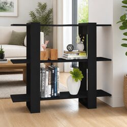 Black Room Divider and Bookshelf for Home Use