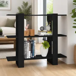 Functional Black Room Divider and Bookshelf for Home Use