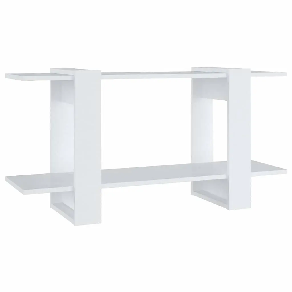 White Engineered Wood Book Storage Unit 100x30x51cm Contemporary Organizer