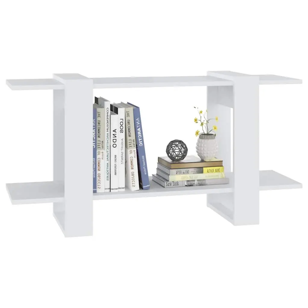 White Engineered Wood Book Storage Unit 100x30x51cm Contemporary Organizer