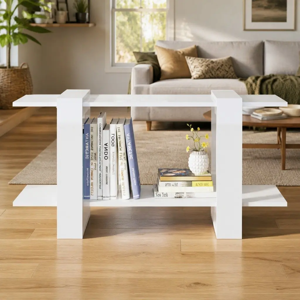 Book Cabinet Engineered Wood 100x30x51 cm High Gloss White Storage Organiser