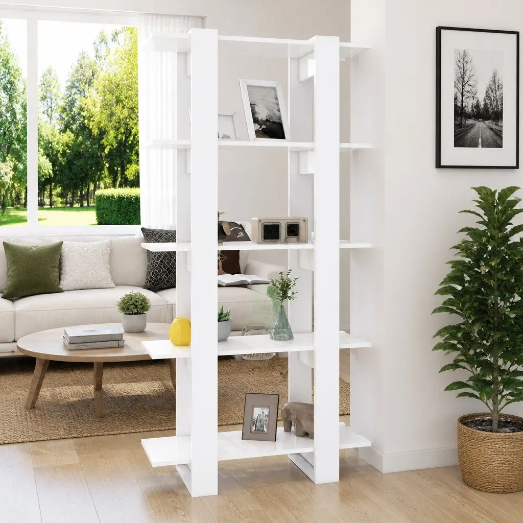 Book Cabinet Engineered Wood 80x30x160cm White Room Divider Storage