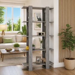 Book Cabinet Room Divider Grey Engineered Wood Storage Shelving Unit 80x30x160cm