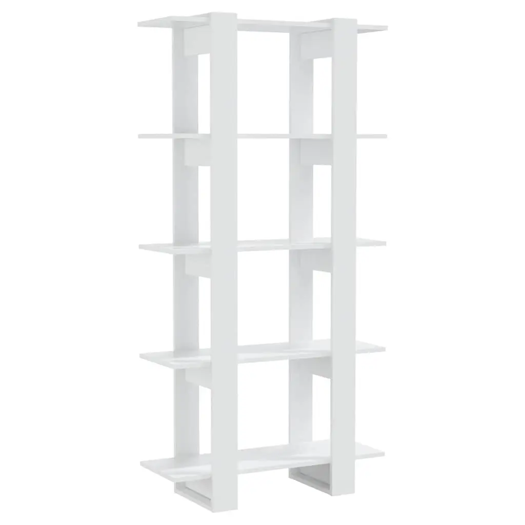 Book Cabinet Engineered Wood 80x30x160cm High Gloss White Room Divider Bookshelf Shelving Unit