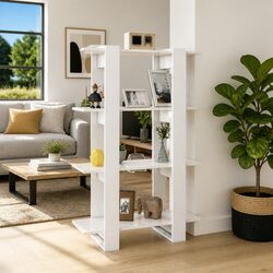 Functional White Wooden Book Cabinet for Home Use