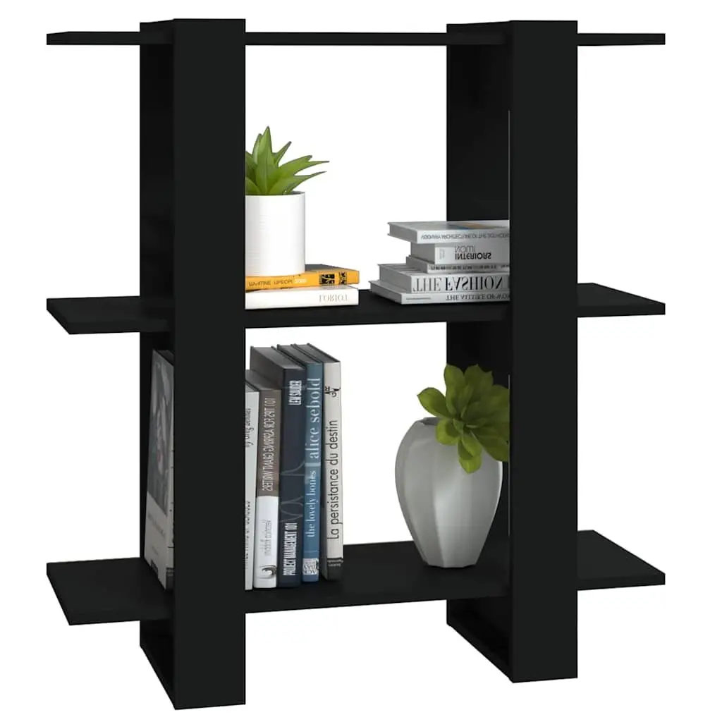 Book Cabinet Room Divider Storage Shelving Unit Black Wooden Standing Bookcase