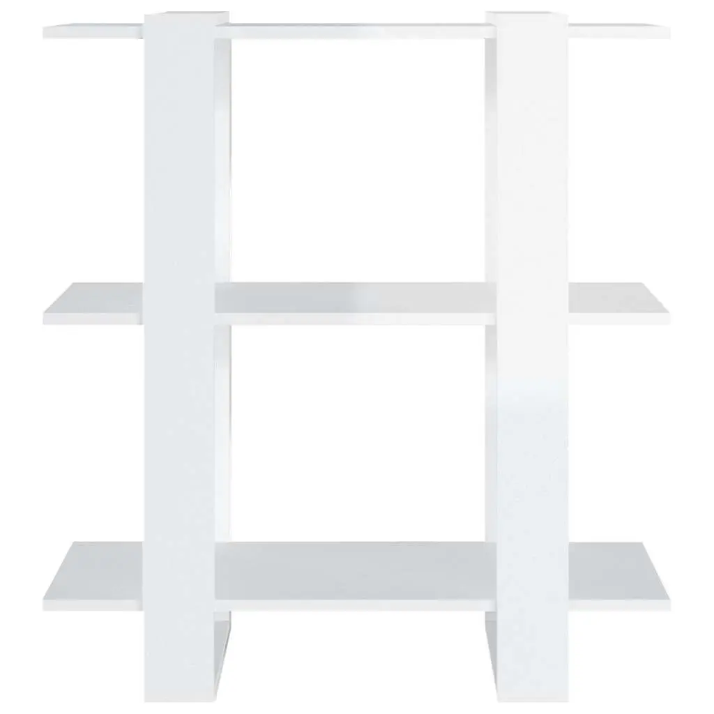 Wooden Bookcase High Gloss White Storage Divider 80W x 30D x 87H cm
