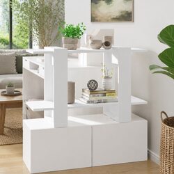 Practical White Book Cabinet for Home Organization