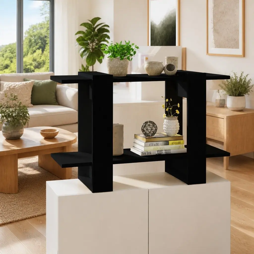 Book Cabinet Storage Unit Room Divider Black Shelving Unit 80 x 30 x 51 cm