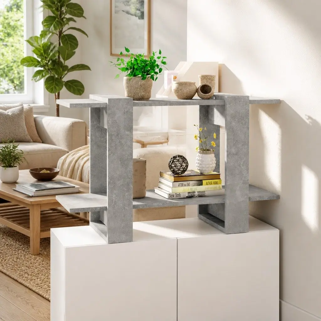 Storage Shelf Book Cabinet Grey 80x30x51cm Room Divider Bookshelf Stand