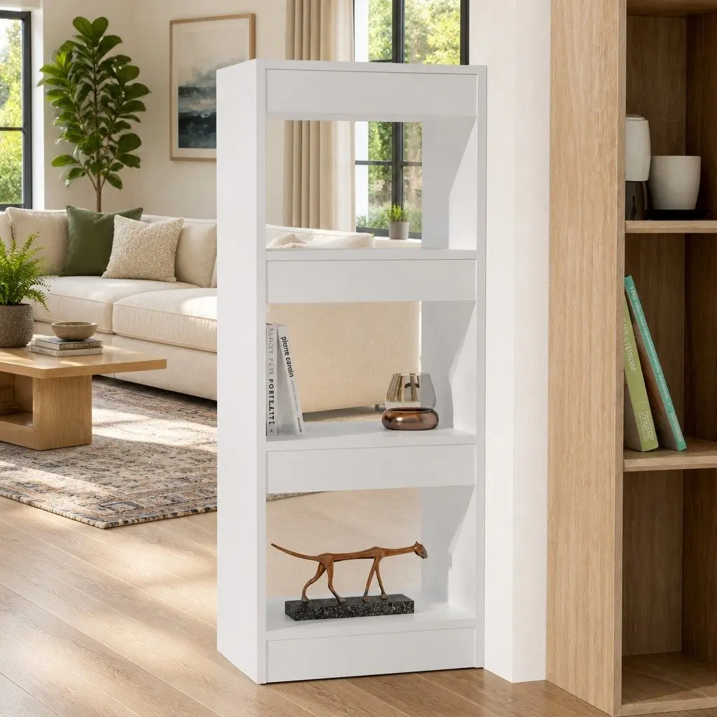 Book Shelf Engineered Wood White 40x30x103cm Storage Organizer Room Divider