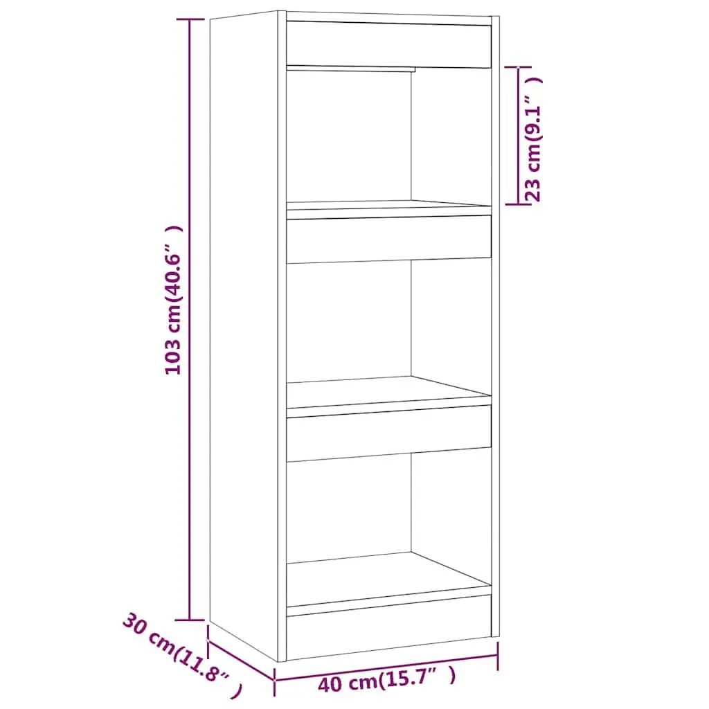 Book Shelf Engineered Wood White 40x30x103cm Storage Organizer Room Divider