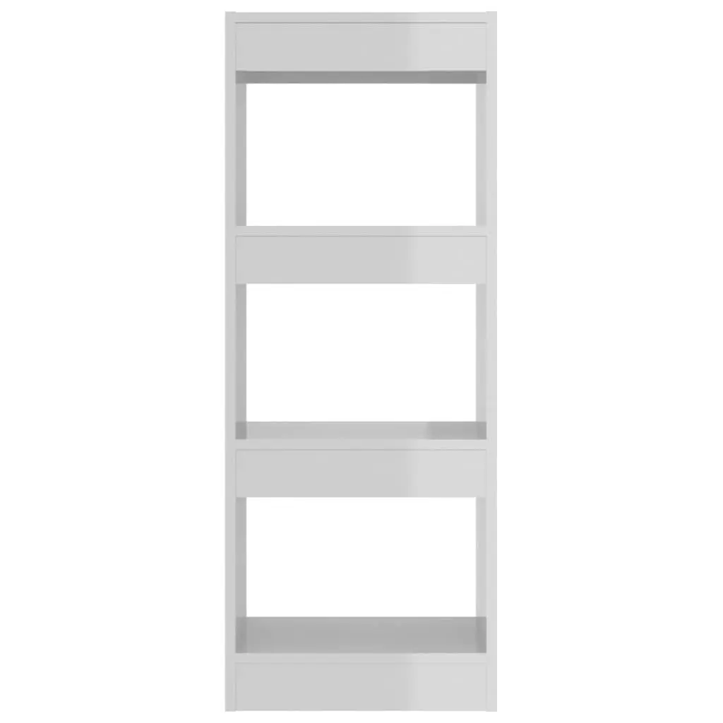 Book Cabinet Room Divider Engineered Wood 40 x 30 x 103 cm White High Gloss Shelving Unit Storage Bookcase Stand