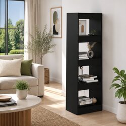 Book Cabinet Room Divider Black Storage Shelving Unit Bookcase Standing Shelf