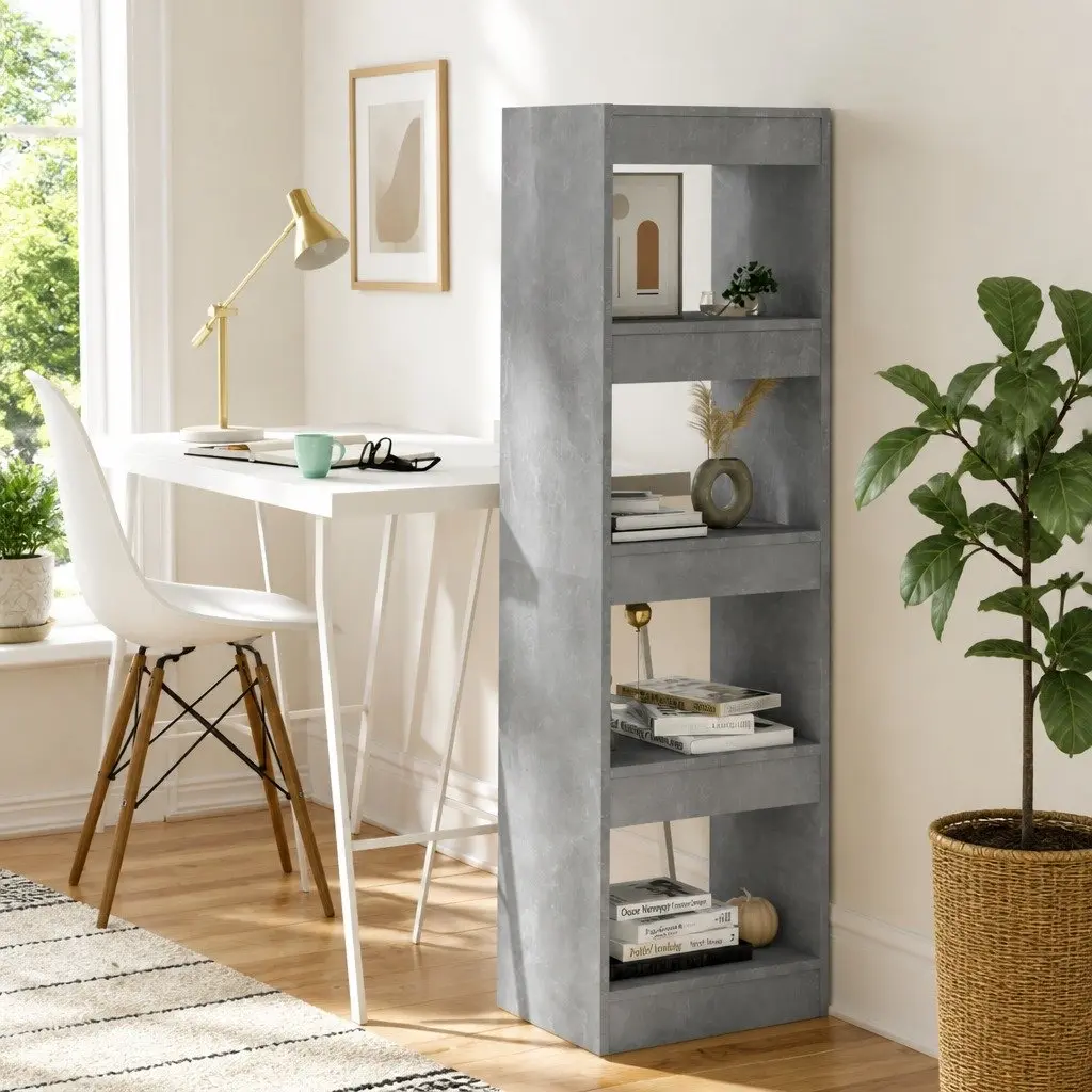 Book Cabinet Grey Shelving Unit Storage Bookcase Room Divider 40 x 30 x 135 cm