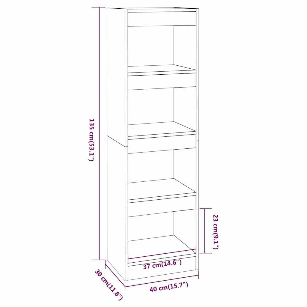 Book Cabinet Grey Shelving Unit Storage Bookcase Room Divider 40 x 30 x 135 cm