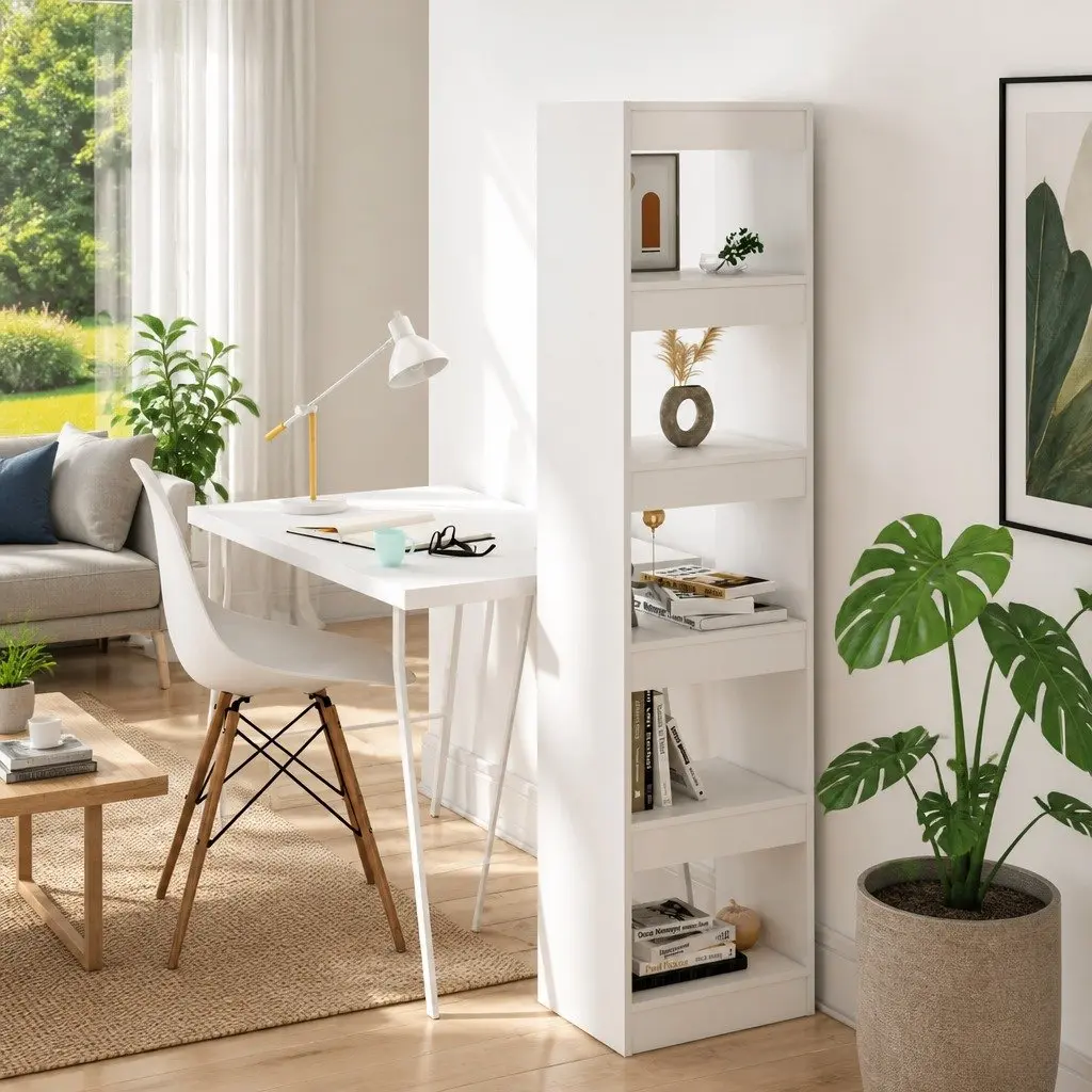 Storage Bookshelf Room Divider White Organiser 40x30x166cm Standing Cabinet
