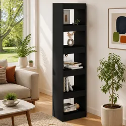 Functional Black Bookshelf for Hallways and Living Rooms