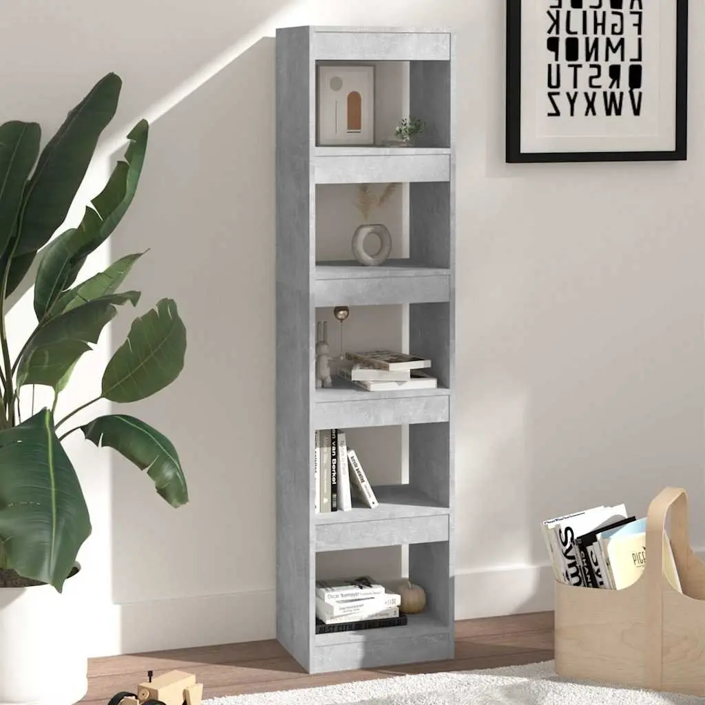 Bookcase Grey Storage Shelf Standing Unit Room Divider 40 x 30 x 166 cm