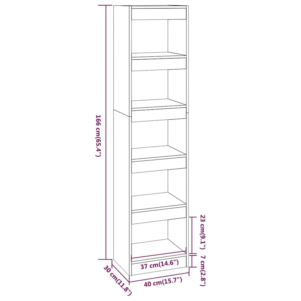Bookcase Grey Storage Shelf Standing Unit Room Divider 40 x 30 x 166 cm