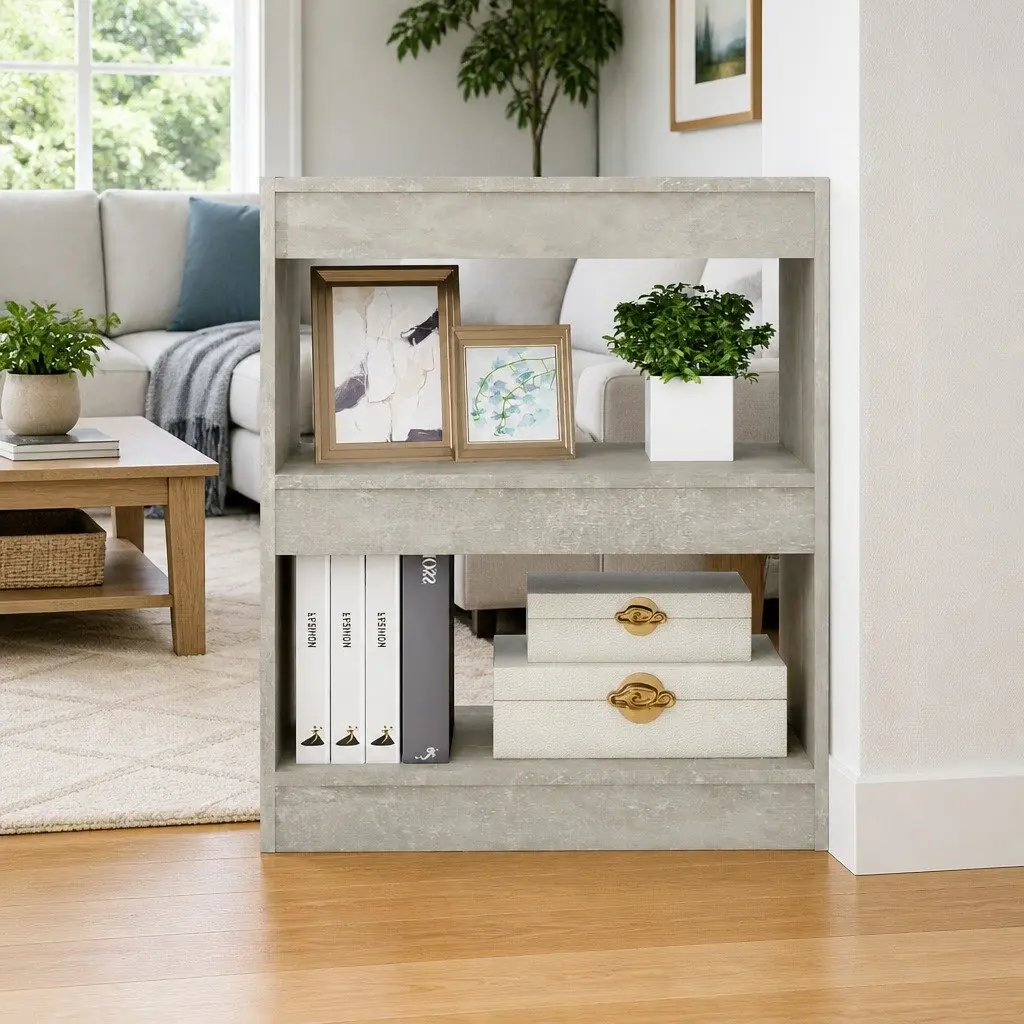 Grey Bookcase Storage Unit Room Divider 60W x 30D x 72H cm