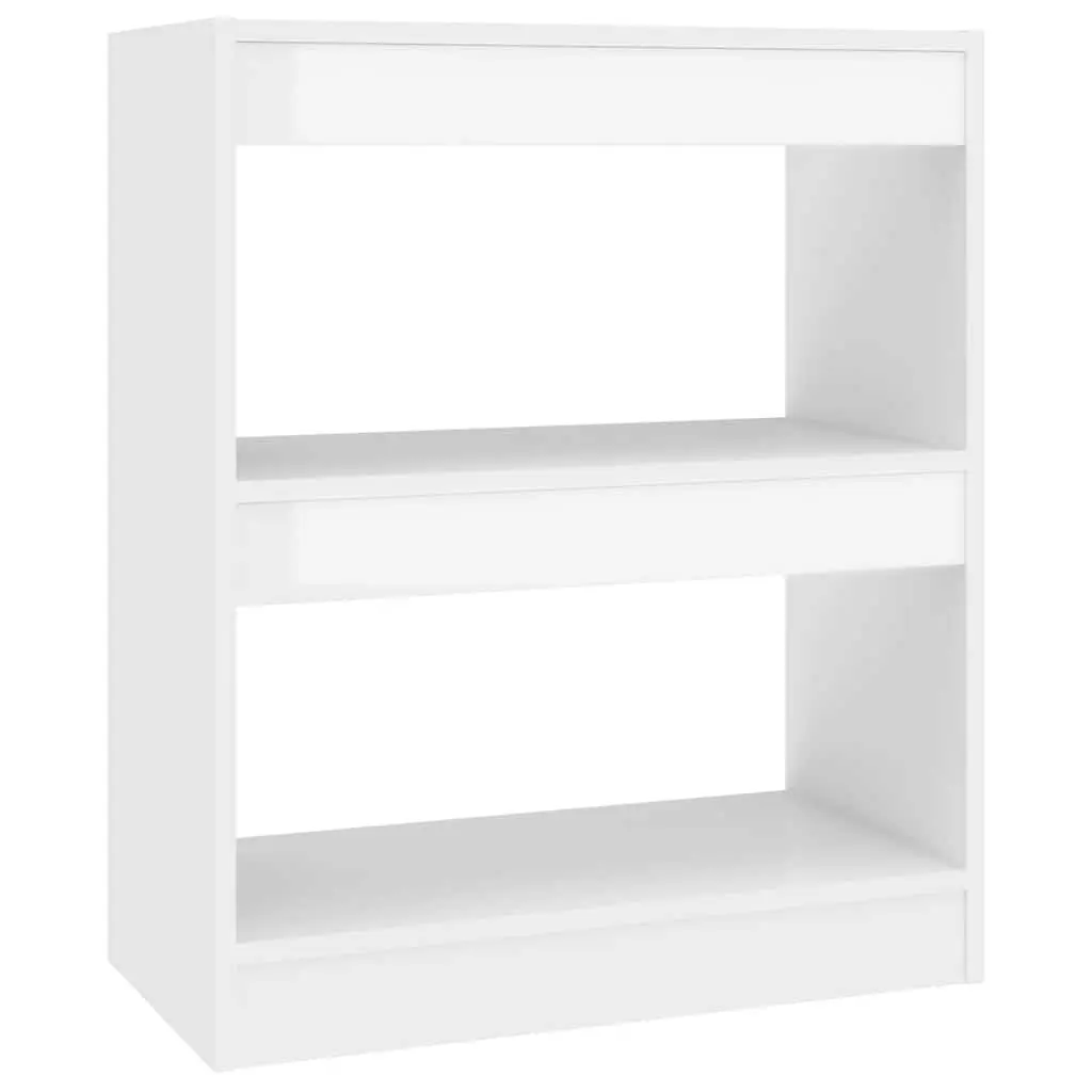Bookcase Storage Organizer White High Gloss Room Divider Shelf 60cm