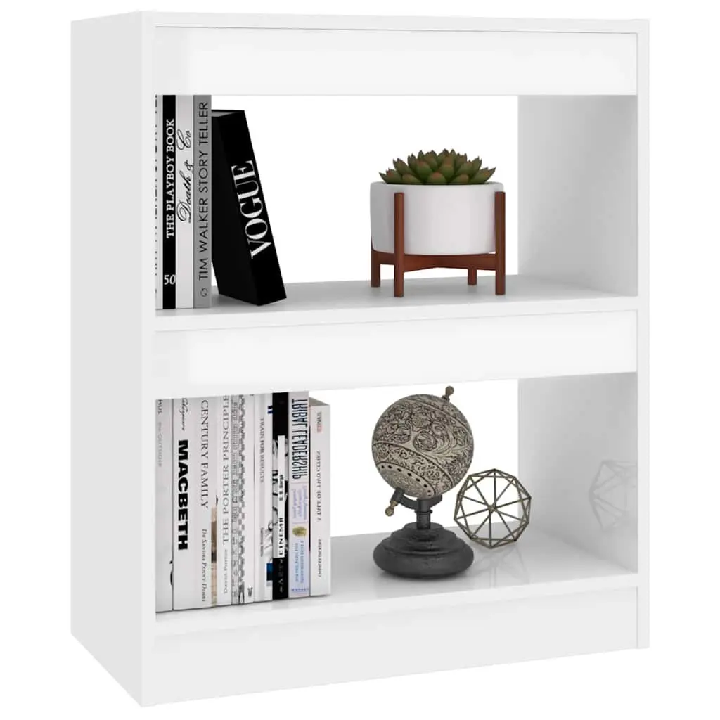 Bookcase Storage Organizer White High Gloss Room Divider Shelf 60cm