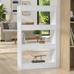 Versatile White Wooden Room Divider and Bookcase