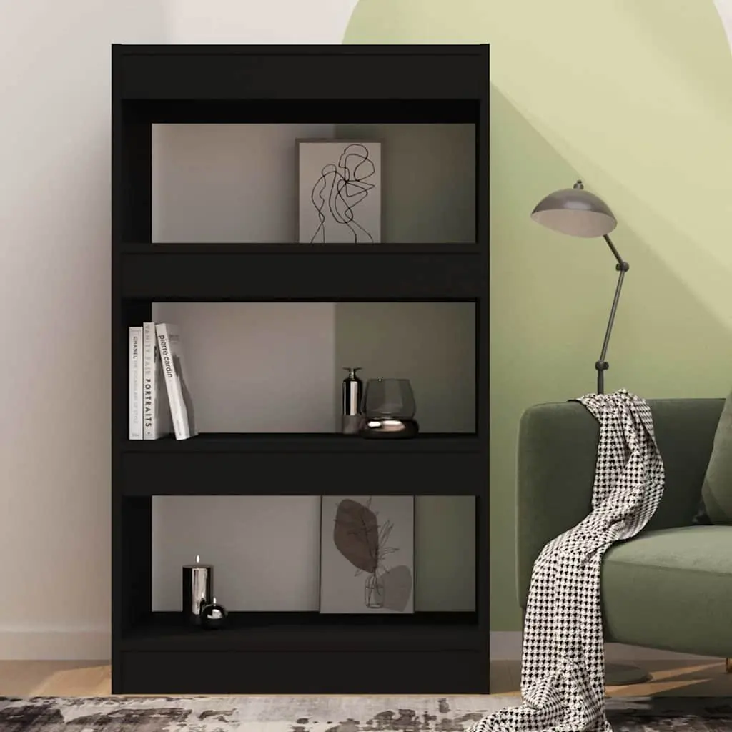 Wooden Room Divider Storage Shelf Black Bookcase 60W x 30D x 103H cm