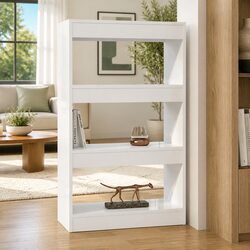Functional High Gloss White Book Cabinet and Divider