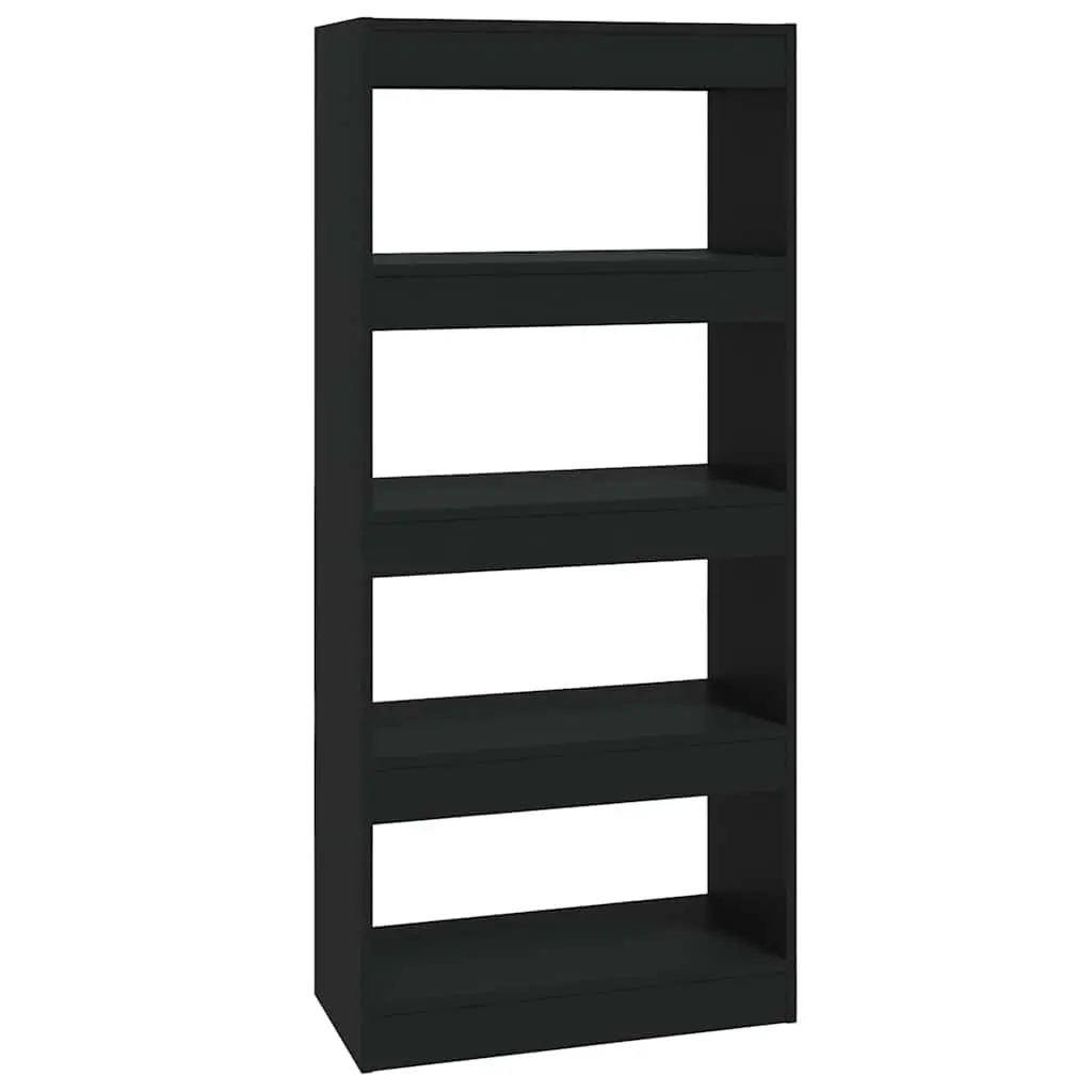 Book Cabinet Engineered Wood 60W x 30D x 135H cm Black Room Divider Bookshelf Storage Shelving Unit