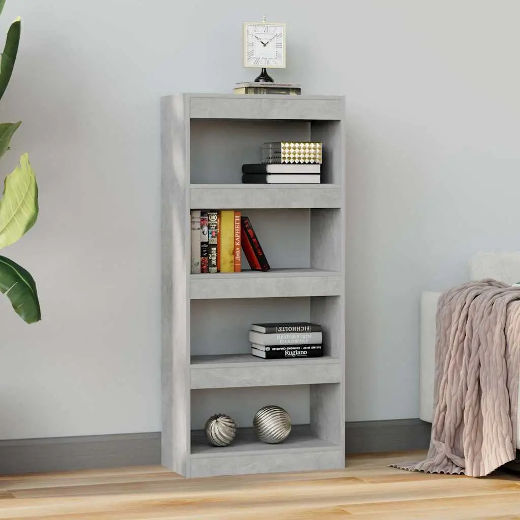 Book Cabinet Room Divider Grey Engineered Wood Shelving Storage Bookcase Display