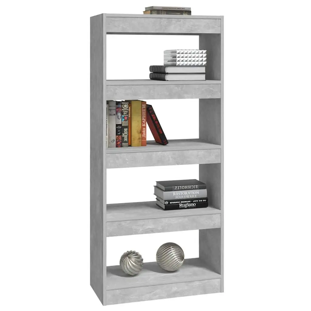 Book Cabinet Room Divider Grey Engineered Wood Shelving Storage Bookcase Display