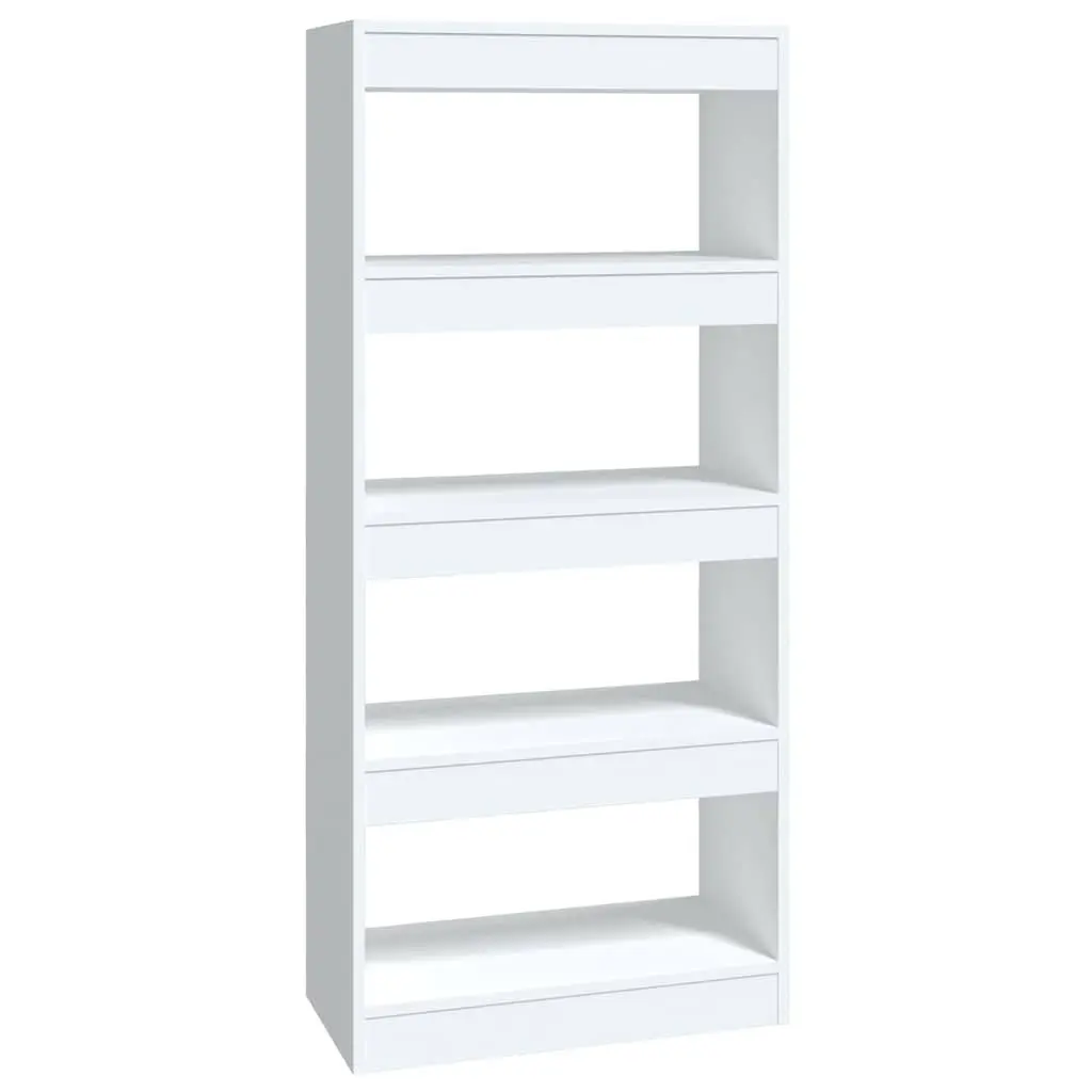 Book Cabinet Room Divider Engineered Wood 60W x 30D x 135H cm White High Gloss