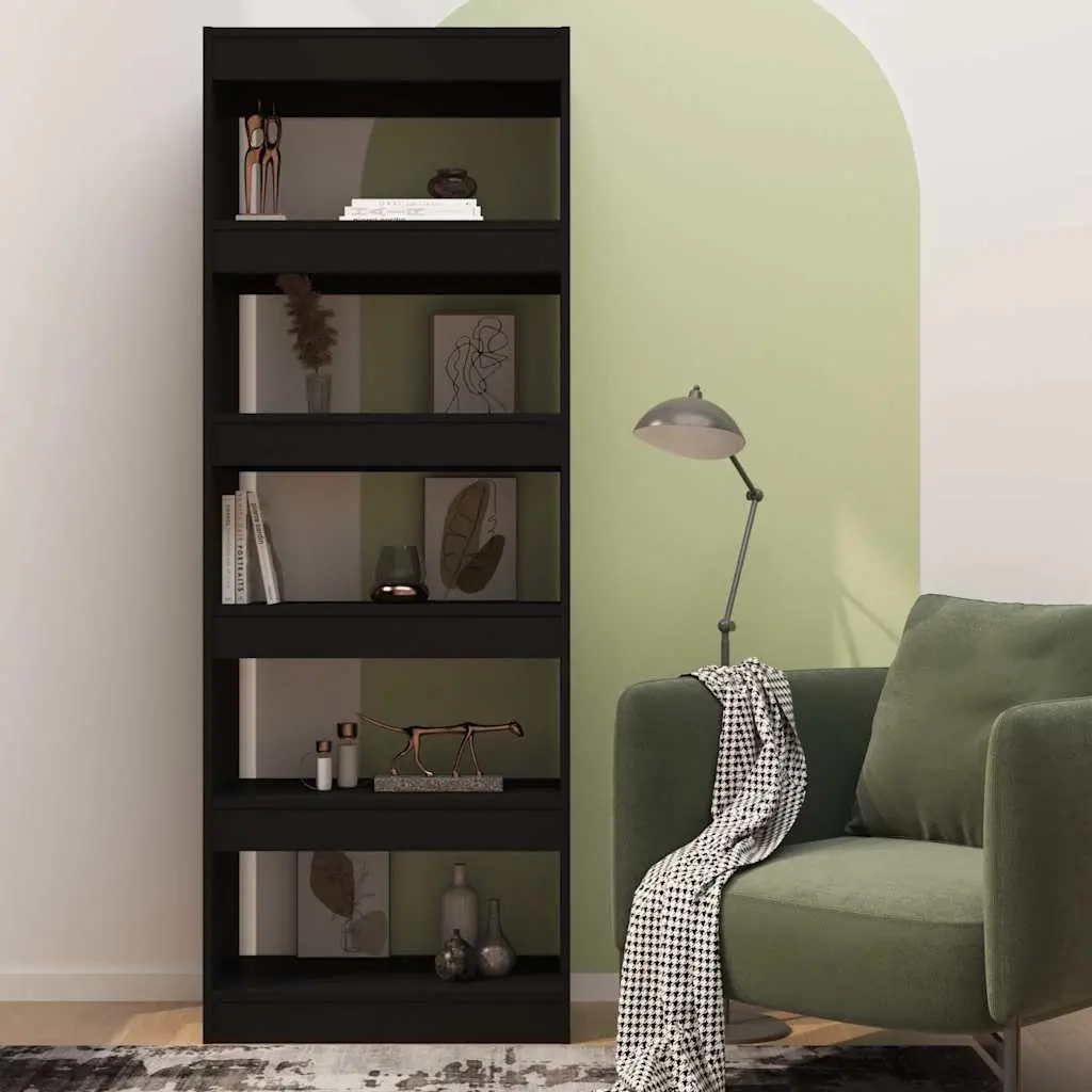 Room Divider Bookcase Engineered Wood Black 60x30x166cm Storage Unit